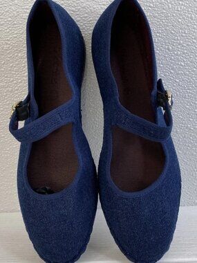 Flabelus Rostova Mary Jane Flats Women's Size US7 EU38 Denim Buckle Closure